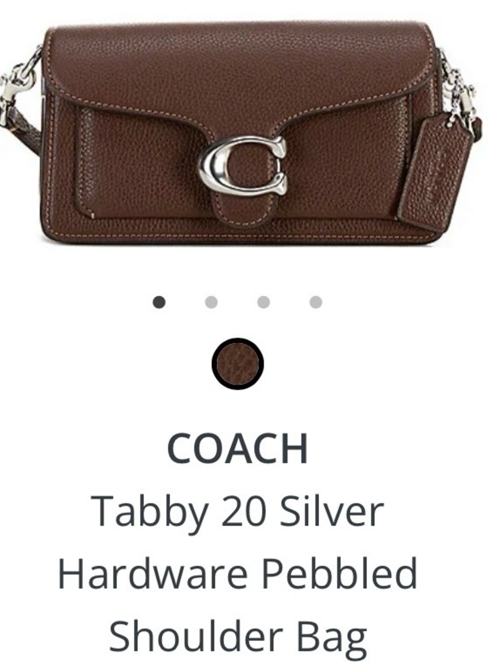 Coach Dark Brown Pebbled Leather Crossbody with Silver only used 1 time